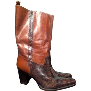 Antonio Melani Leather Embossed Boot Size 10